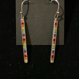 Swarovski Multi Colored Gem Long Drop Earrings.      89